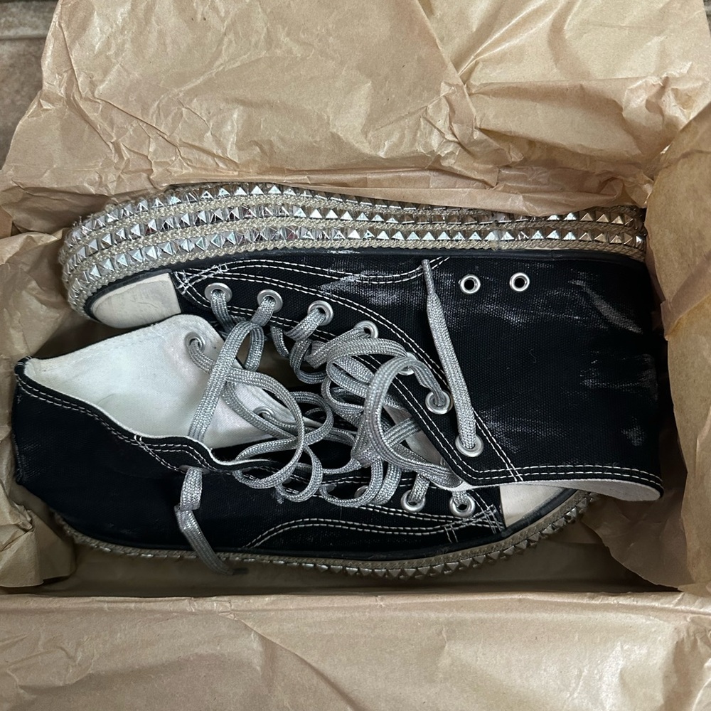 Chantel Black Studded High-Top Sneakers